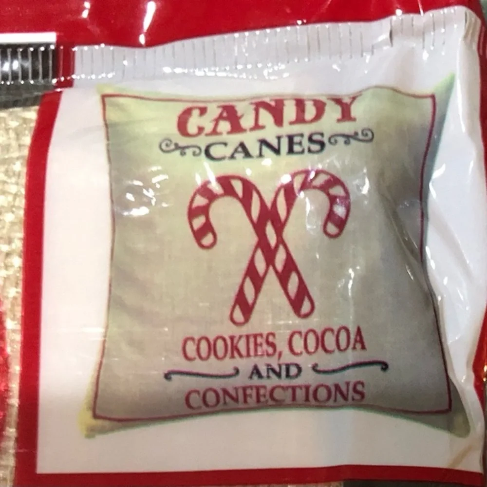 Burlap Christmas holiday‎ candy cane red graphic print décor pillow cases new